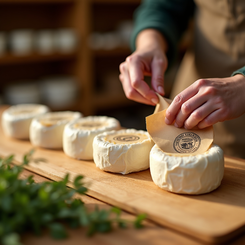 Frischkäse mit handgemachtem Etikett für den Direktverkauf