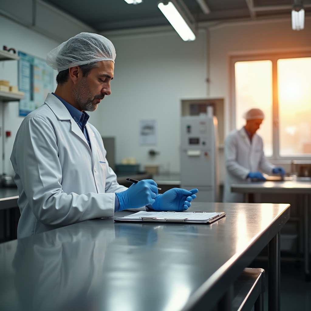 Hygienischer Arbeitsplatz in einer kleinen Käserei nach EU-Vorschriften