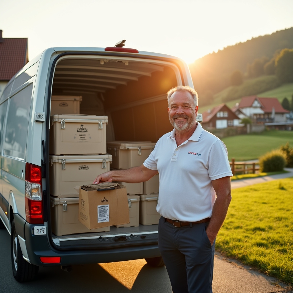 Kühlbox für regionalen Käse-Lieferservice auf dem Land